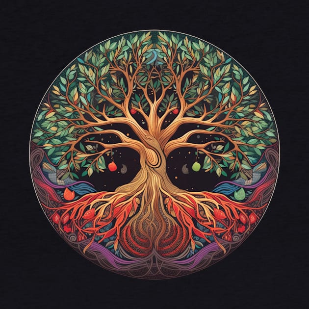 Forbidden Fruit Tree of Life Illustration by Dragonfly Tees